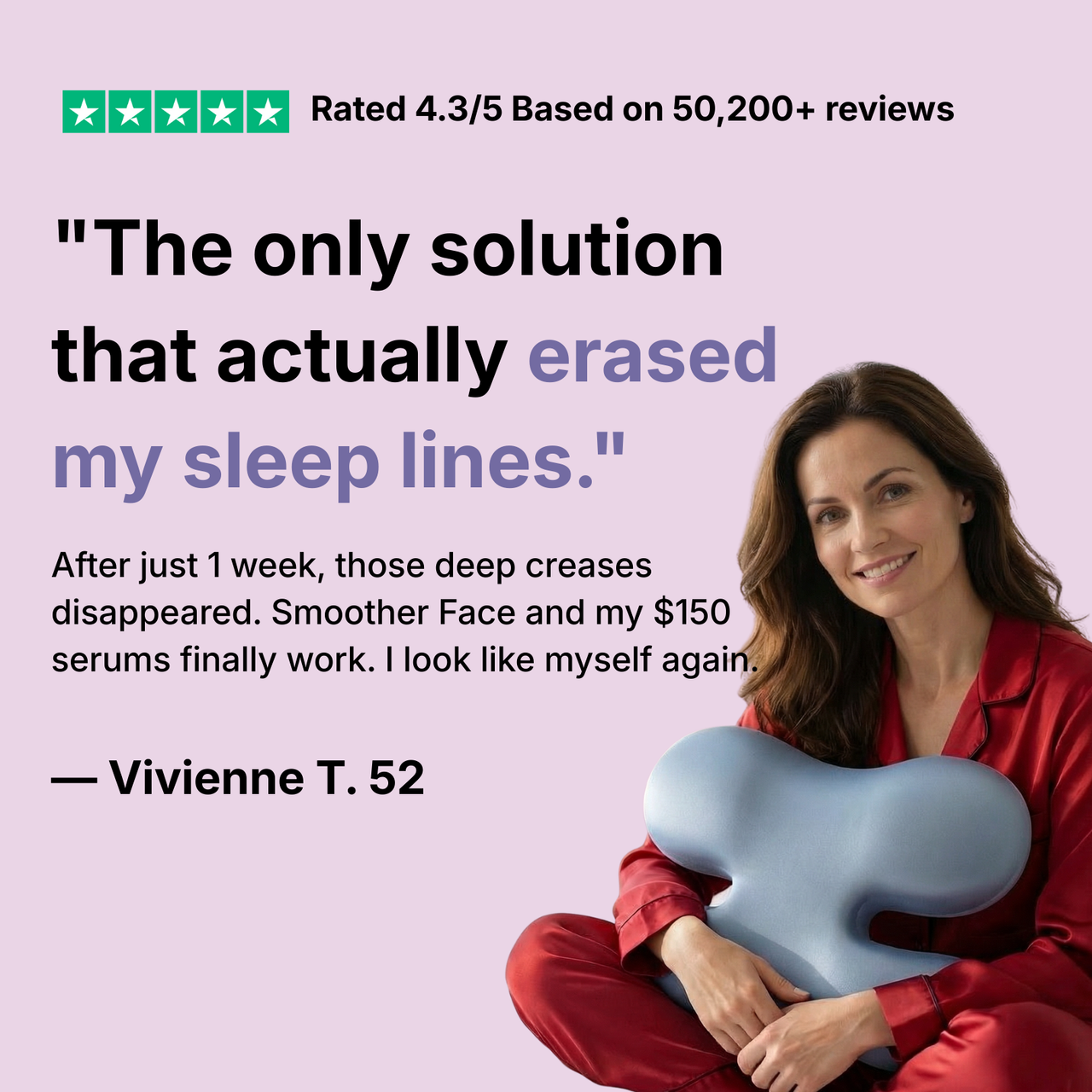 SkinLift Anti-Smushing Pillow - Naturally removes face squishing to prevent Premature Face Aging.